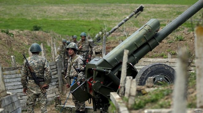 Erməni ordusu artilleriyadan istifadə edir - MN