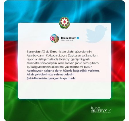 Ali Baş komandan İlham Əliyev Twitter-də paylaşım edib