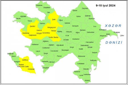 Küləkli hava şəraiti ilə əlaqədar bəzi bölgələrə xəbərdarlıq edildi