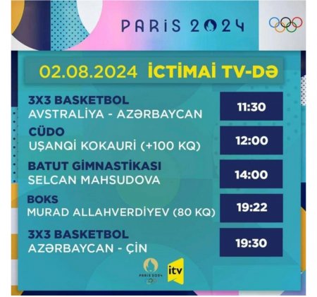 Paris-2024: Bu gün Azərbaycanın üç idmançısı və basketbol millisi çıxış edəcək