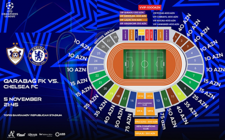 “Qarabağ” – “Çelsi” matçının biletləri sabah satışa çıxarılacaq “Qarabağ” – “Çelsi” matçının biletləri sabah satışa çıxarılacaq