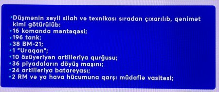 BU GÜNƏ KİMİ DÜŞMƏNƏ VURULAN SARSIDICI ZƏRBƏLƏRİMİZ və QƏNİMƏTLƏRİMİZ