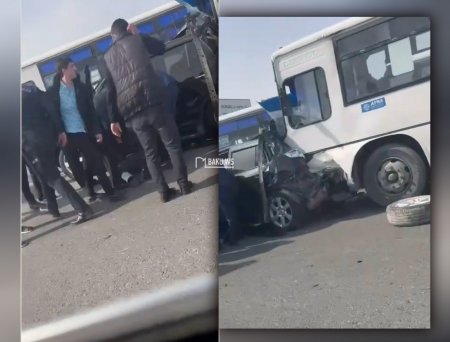 Bakıda marşrut avtobusu qəza törədib