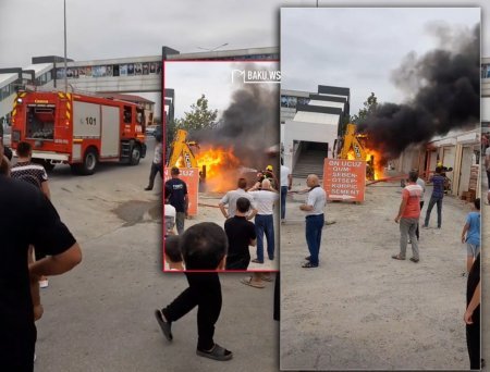 Bakıda ekskavator yandı. Hadisə yerinə  FHN cəlb olundu