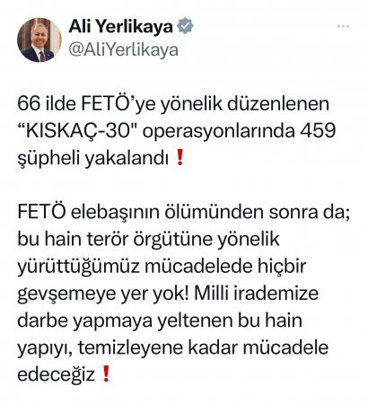 Türkiyə polisi FETÖ -yə qarşı əməliyyat keçirib. 459 nəfər saxlanılıb