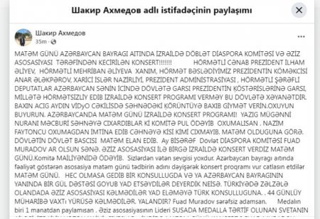 Azərbaycanda matəm günü Diaspora İsraildə konsert təşkil edib - Video