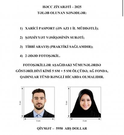 Bu il Azərbaycanlı zəvvarlara Həcc ziyarəti 5950 dollara başa gələcək