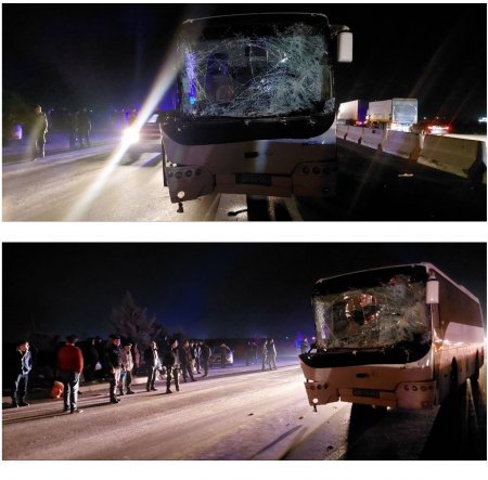 Bakı-Xaçmaz avtobusu qəzaya uğradı, yaralı var 