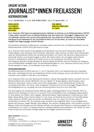 AMNESTY INTERNATIONAL: “JURNALİSTLƏRİ AZAD ET!”