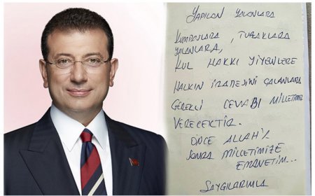 İmamoğlu öz əlyazması ilə ismarış paylaşıb