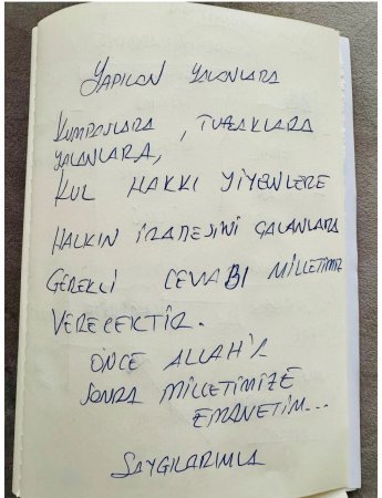 İmamoğlu öz əlyazması ilə ismarış paylaşıb