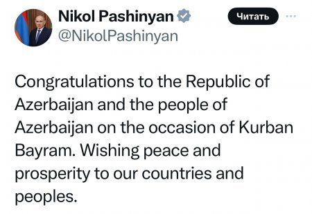 Paşinyan Azərbaycan respublikasını və xalqını təbrik edib