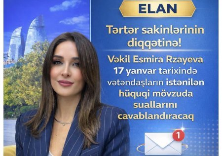 Tərtər sakinləri üçün pulsuz hüquqi məsləhət keçiriləcək